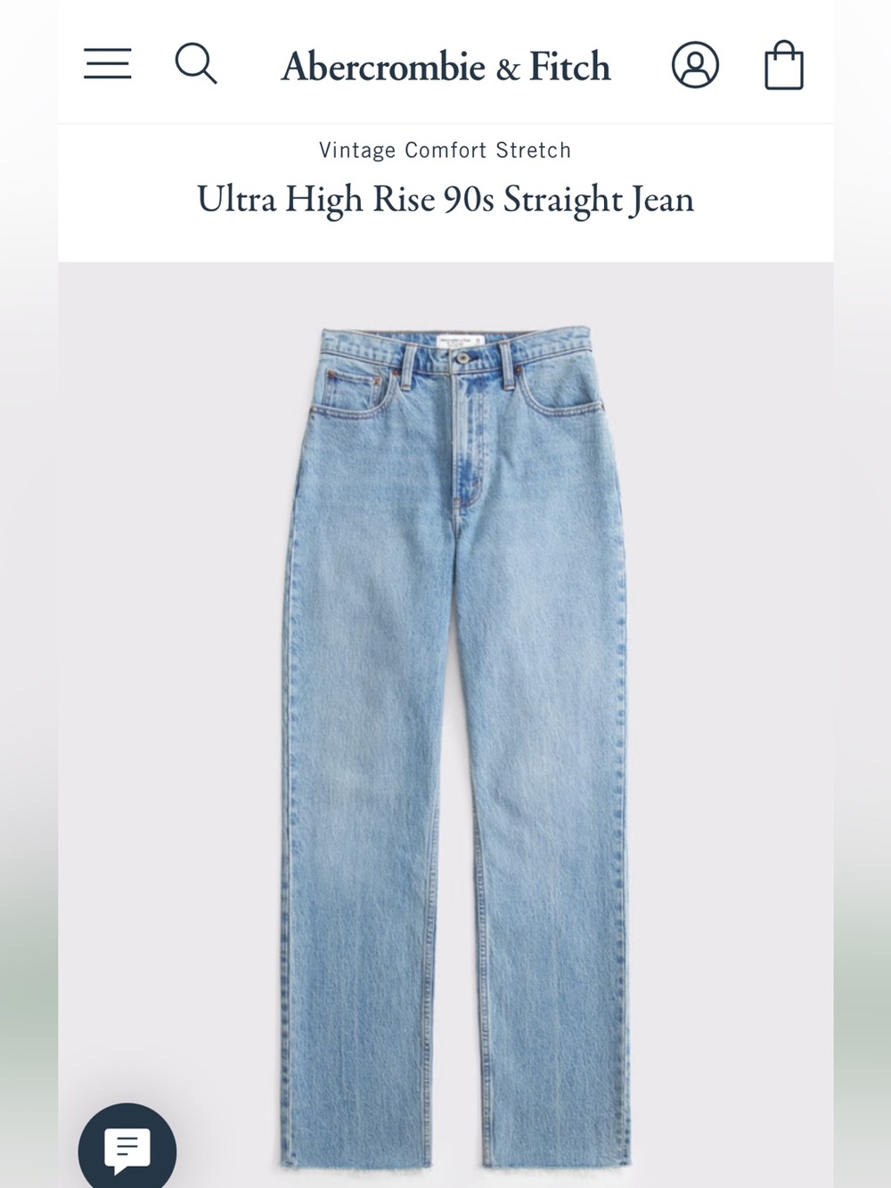 Abercrombie Ultra High Rise 90s straight Brand New With Tags 29L